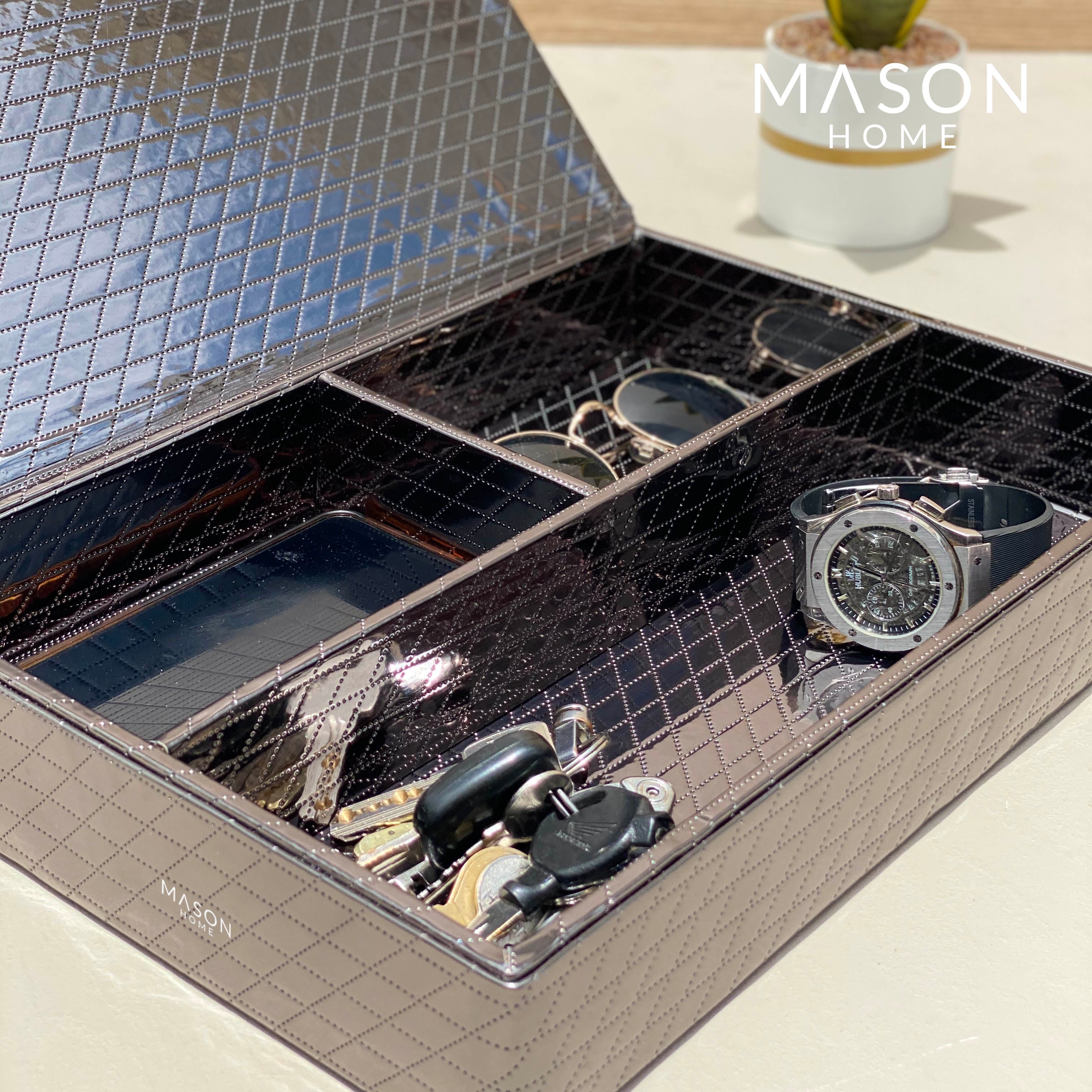 MULTIPURPOSE ACCESSORIES BOX - GUN METAL - Mason Home by Amarsons - Lifestyle &amp; Decor