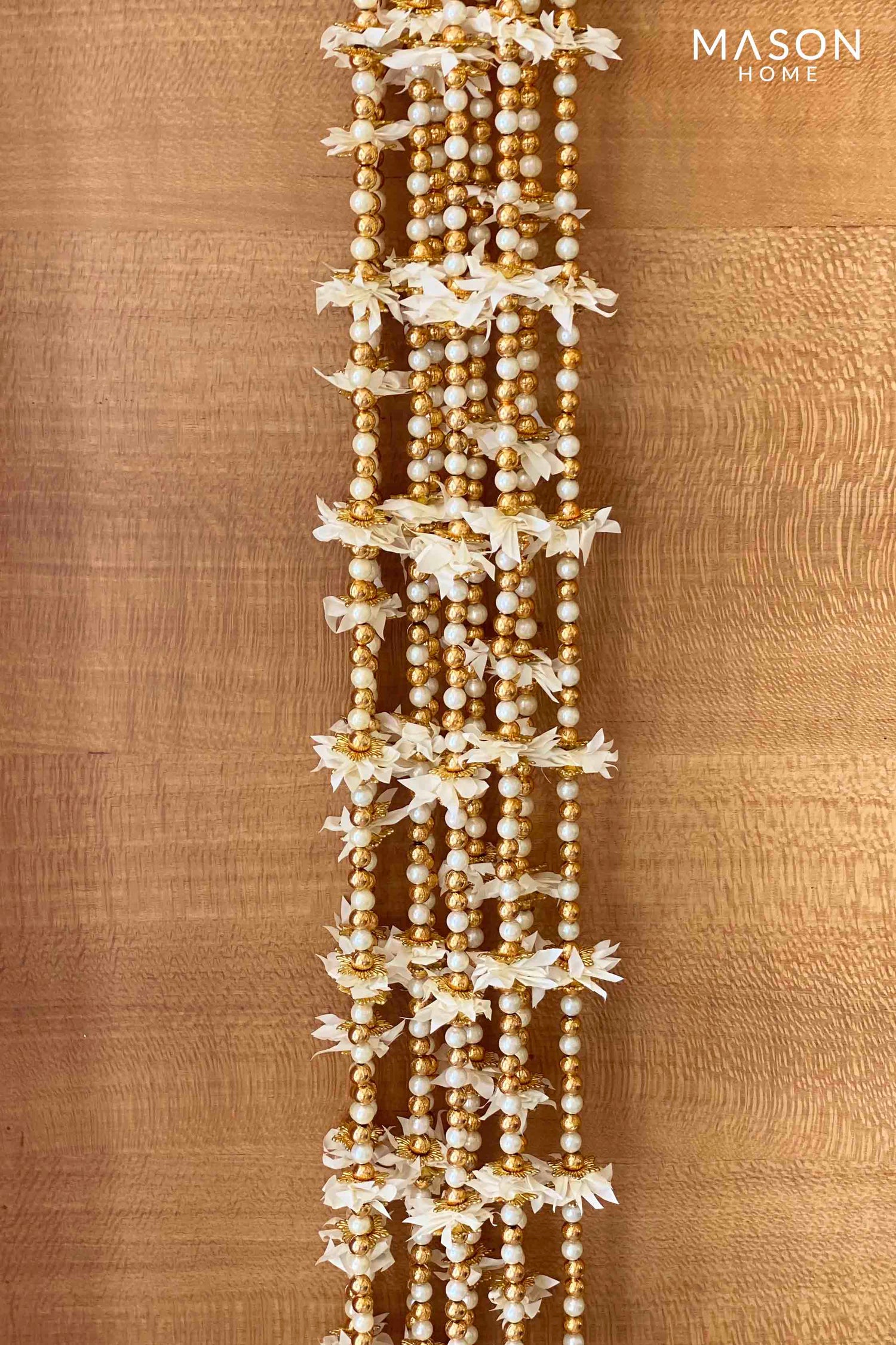 White Floral Pearl Side Latkan - Set Of 10 (5 Feet)