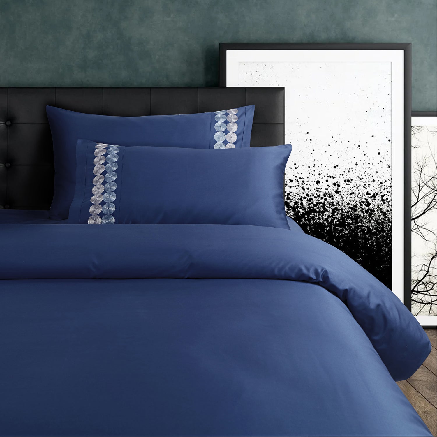Vibrant Embroidery Blue Bedsheet