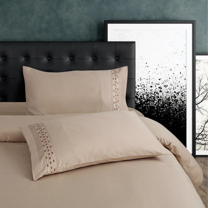 Vibrant Embroidery Sand &amp; Beige Bedsheet
