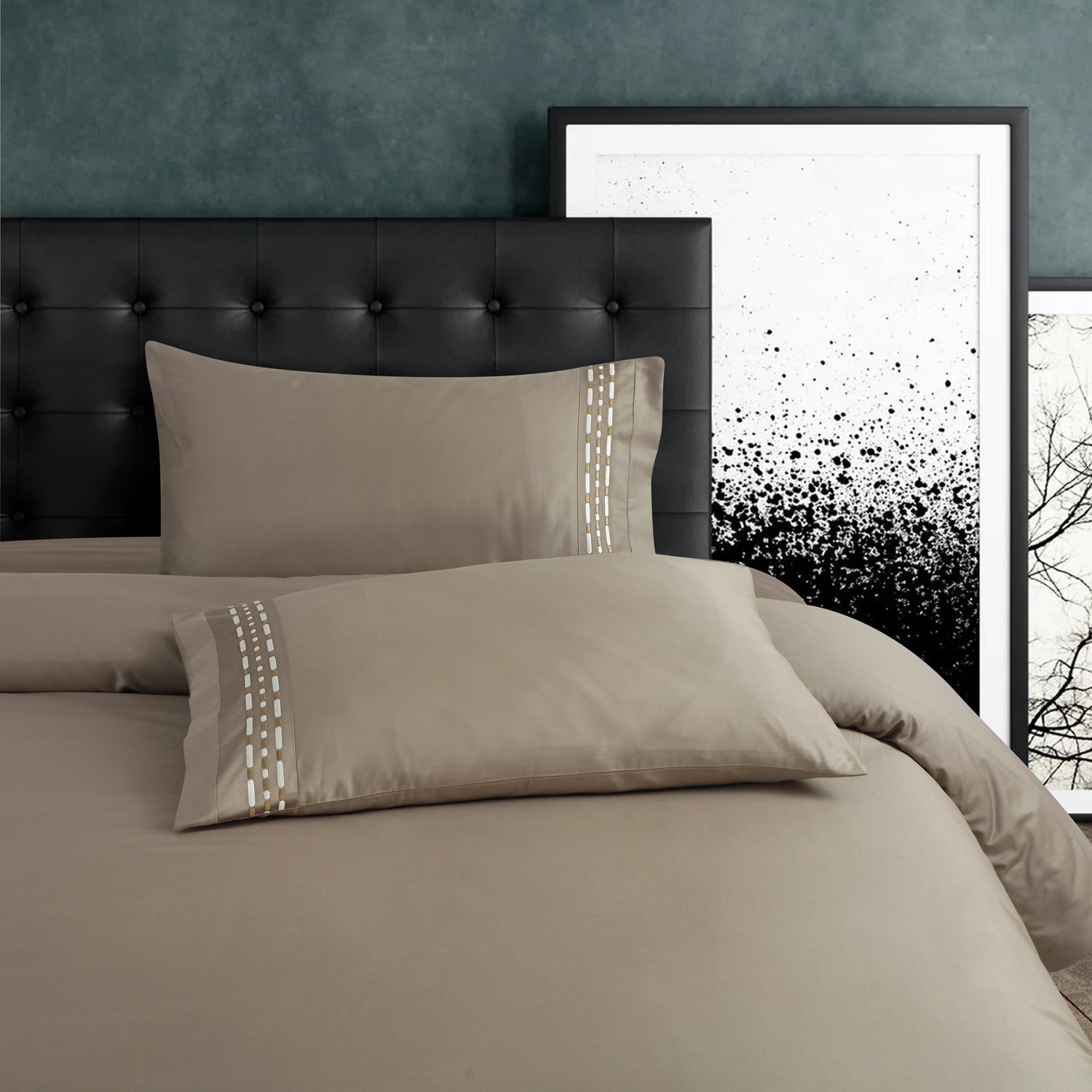 Vibrant Embroidery Military Green Bedsheet