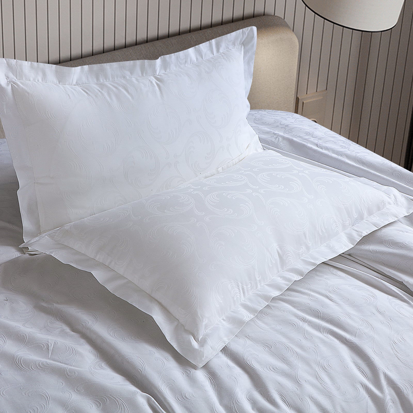 White Jacquard Abstract Bedsheet