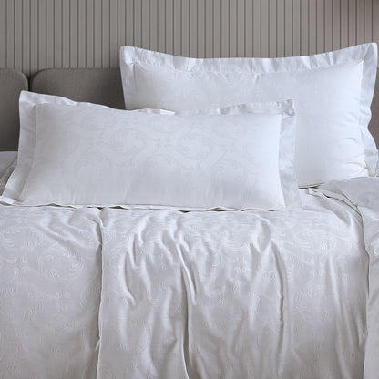 White Jacquard Abstract Bedsheet