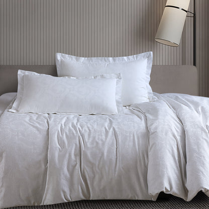 White Jacquard Abstract Bedsheet