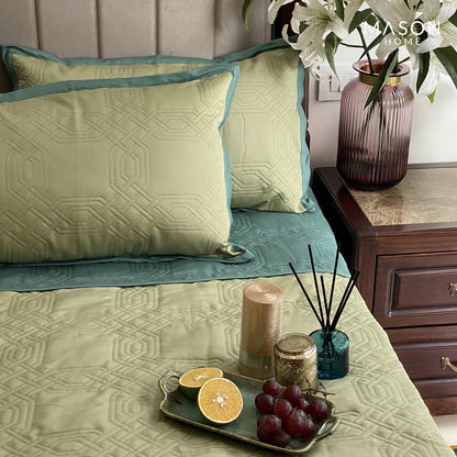 Ornate Turquoise Lime Green Bedspread