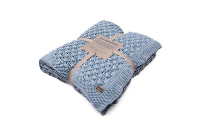 Periwinkle -Blue Cotton Knitted Throw Blanket