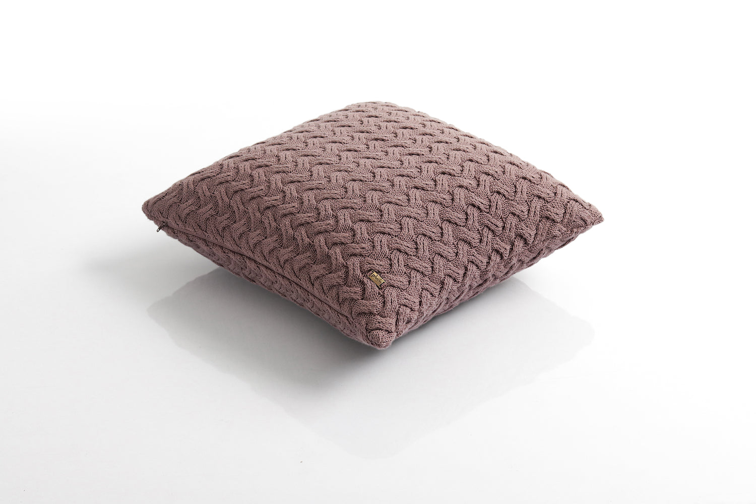 Criss Cross - Pewter Color Cotton Knitted Decorative Cushion Cover