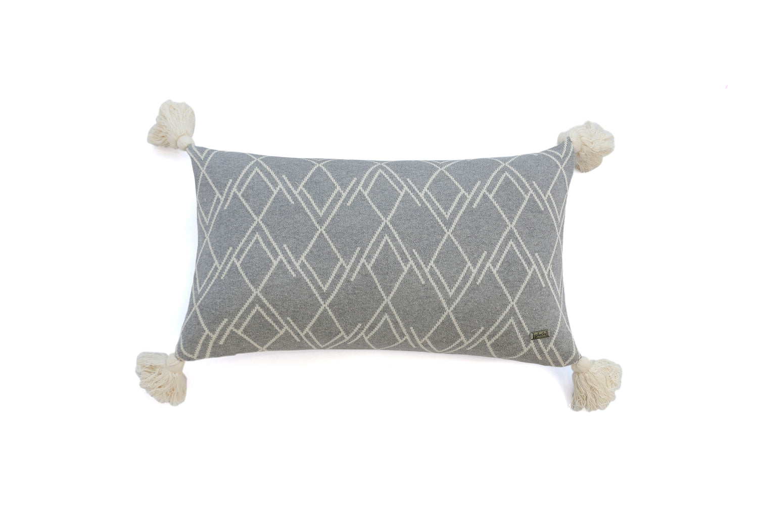 Gianna - Light Grey &amp; Natural Color Cotton Knitted Decorative Cushion Cover