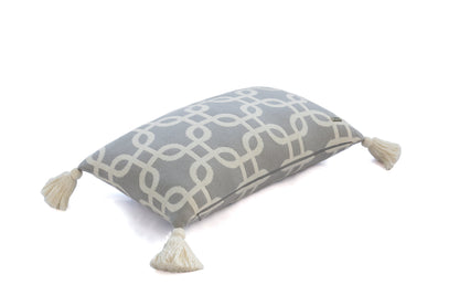 Stroke - Light Grey &amp; Natural Color Cotton Knitted Decorative Cushion Cover