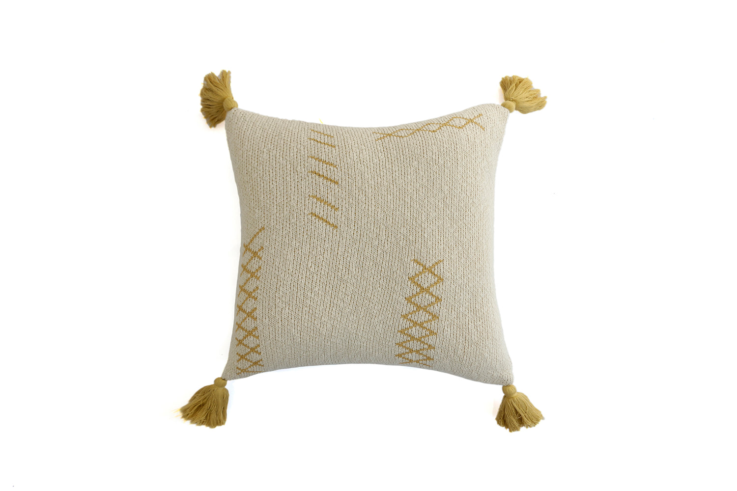 Willow - Natural &amp; Cornsilk Cotton Knitted Decorative Cushion Cover