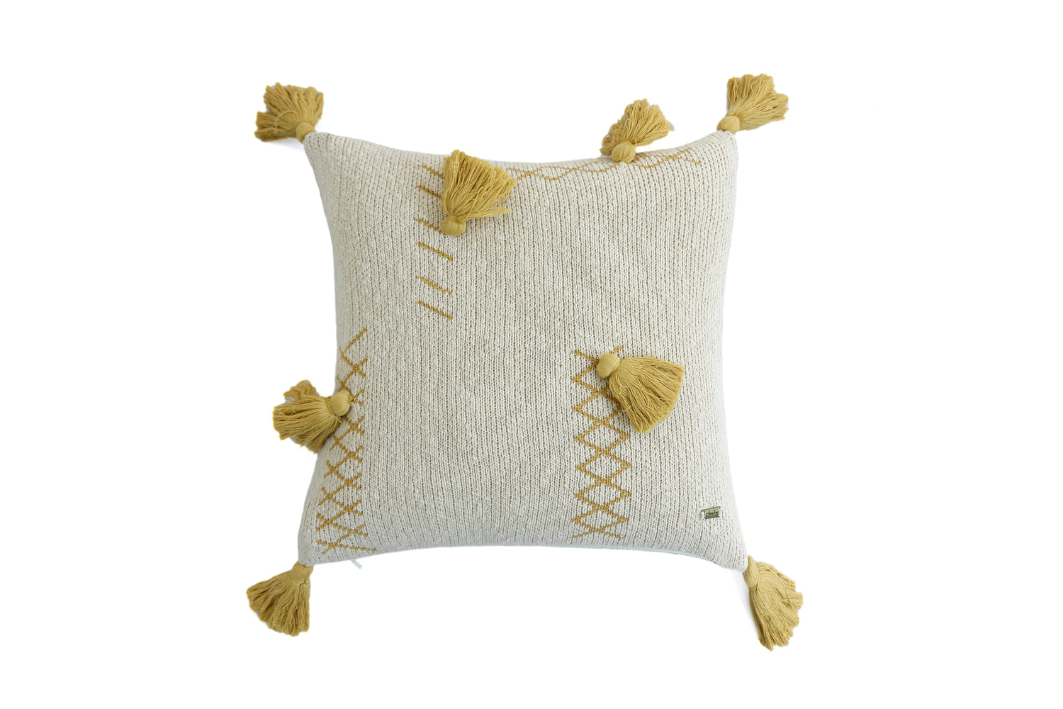 Willow - Natural &amp; Cornsilk Cotton Knitted Decorative Cushion Cover