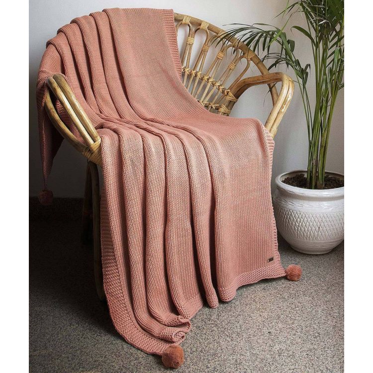 Jersey - Chunky Knit Coral Knitted Throw Blanket