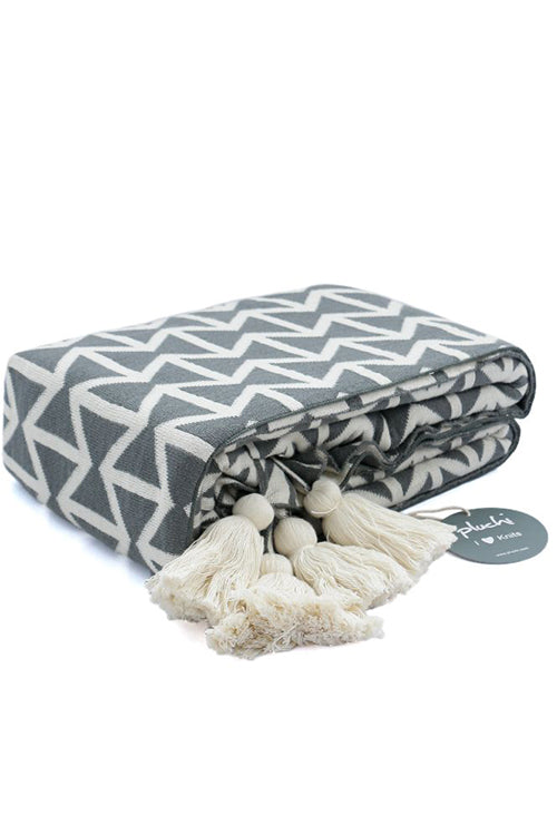 Beatrice Dark Grey Natural Knitted All Season Throw Blanket