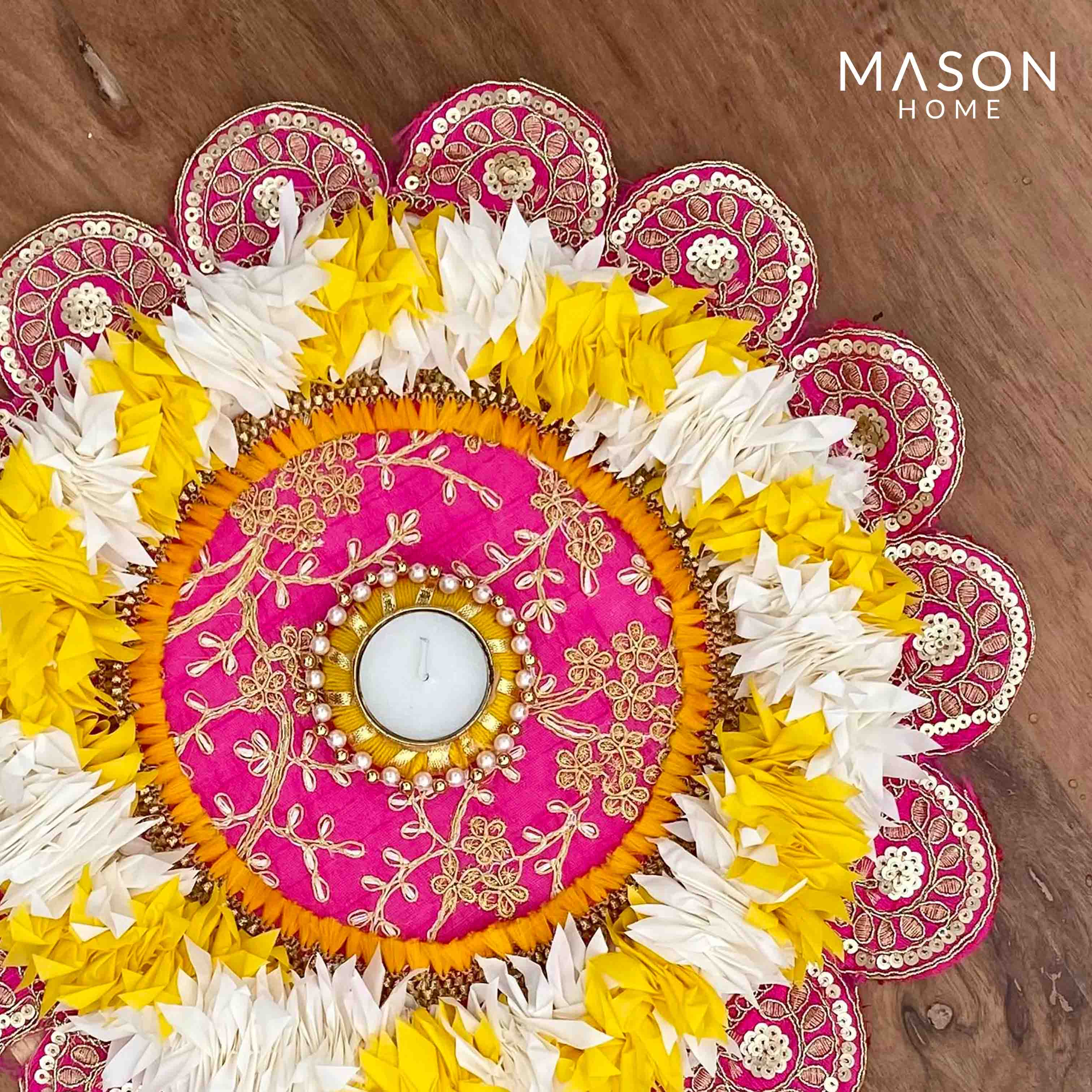 Festive Round Marigold Rangoli