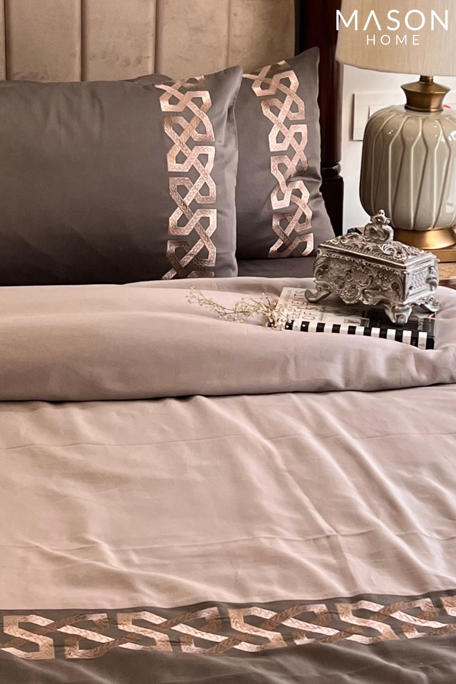 Alley Elephant Grey Silver Dreams Duvet Cover Set With Bedsheet