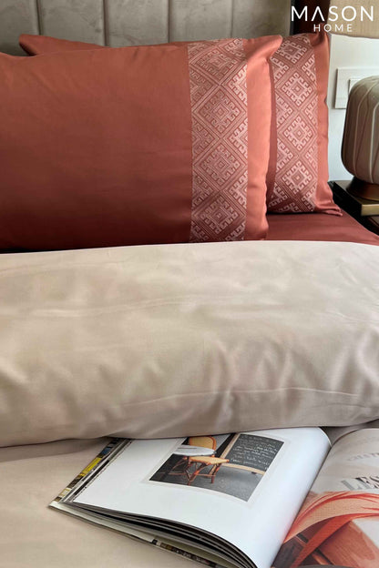 Arcane Terracotta Buff Dreams Duvet Cover Set With Bedsheet