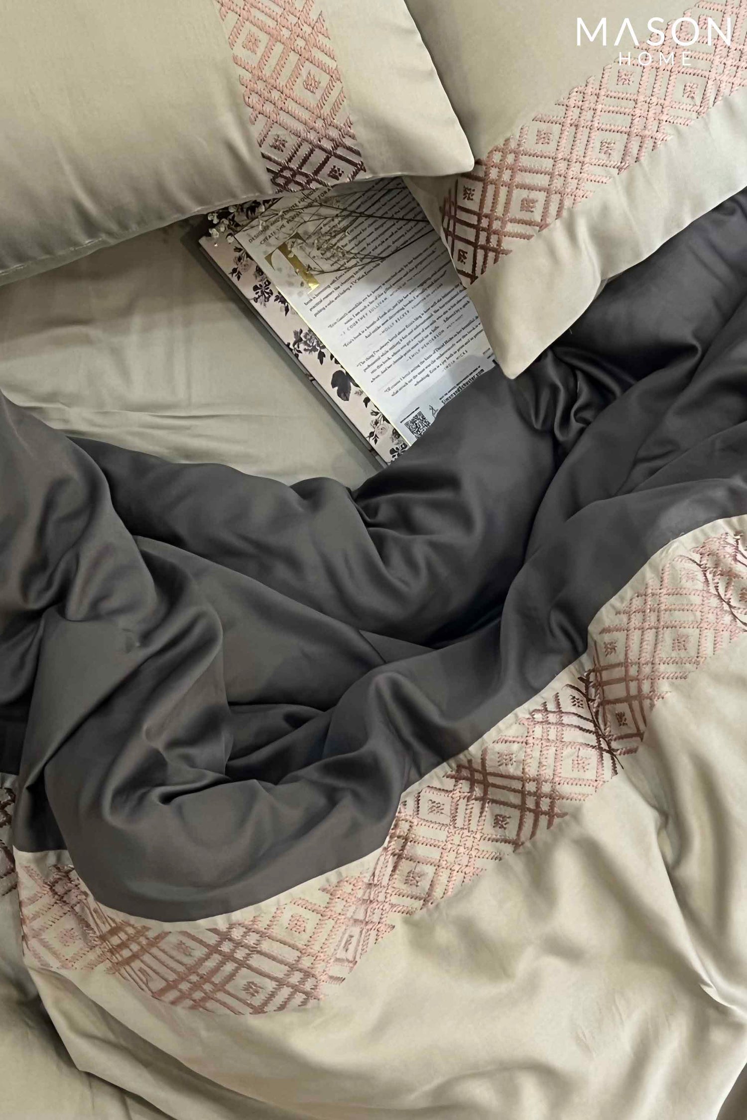 Classic Beige Elephant Grey Dreams Duvet Cover Set With Bedsheet