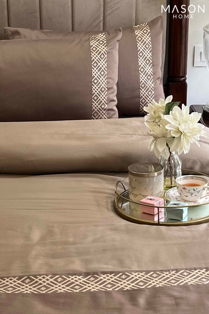 Classic Mocha Taupe Dreams Duvet Cover Set With Bedsheet