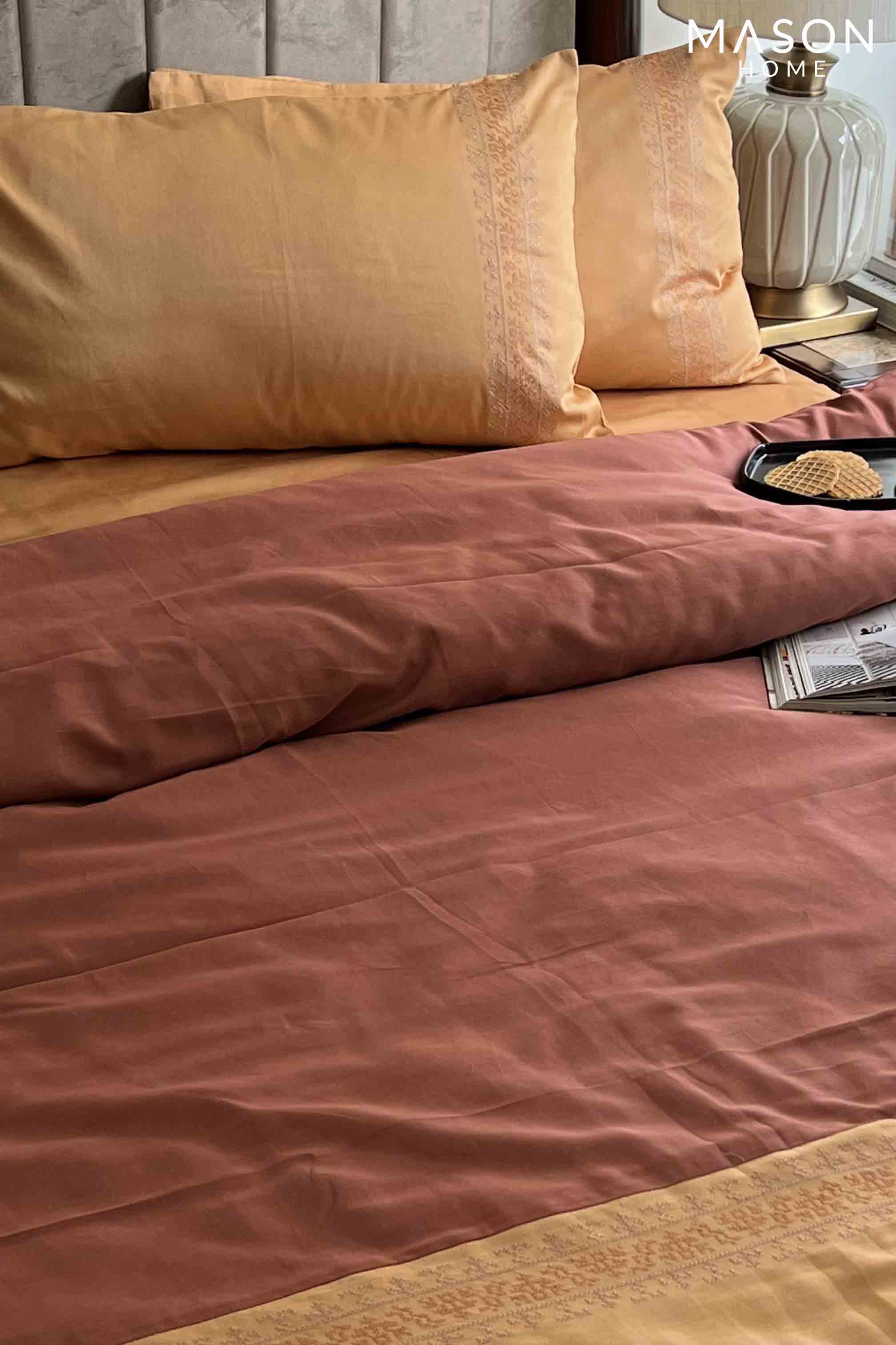 Delight Honey Mustard Terracotta Dreams Duvet Cover Set With Bedsheet