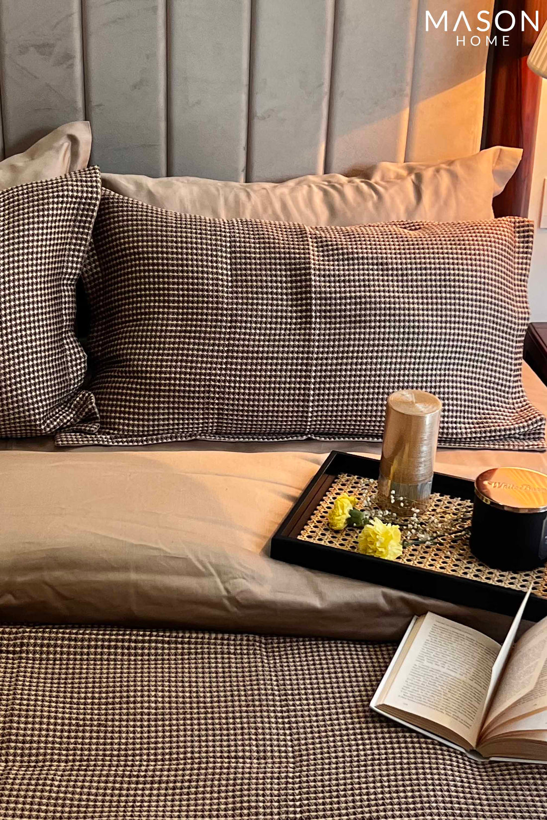 Honeycomb Coffee Woven Duvet Cover