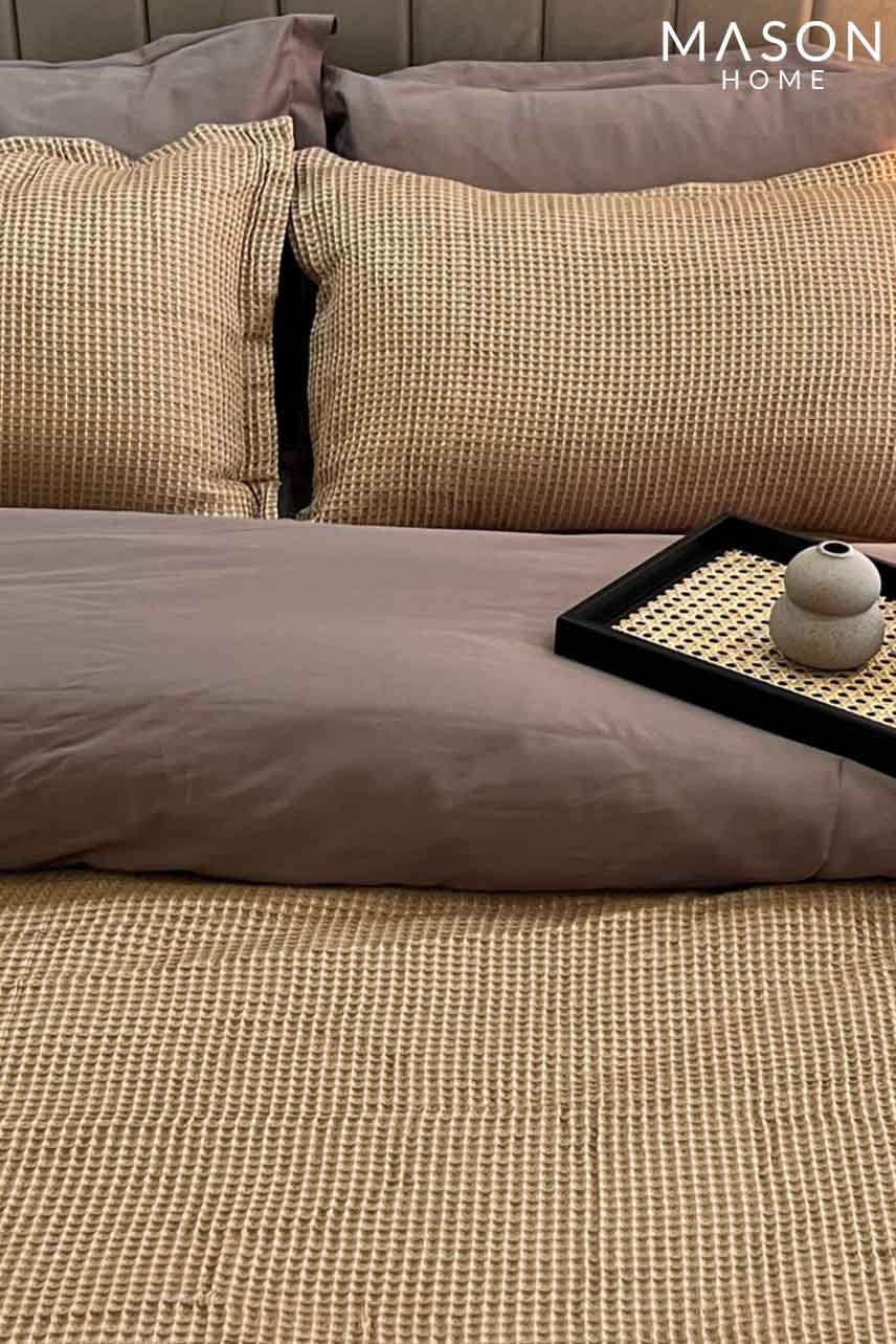 Honeycomb Mocha Woven Duvet Cover