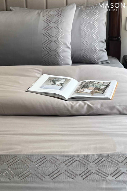 Vintage Slate Silver Dreams Duvet Cover Set With Bedsheet