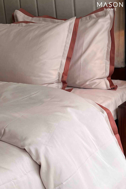 Buff and Terracotta Duplex Duvet Cover Set With Bedsheet