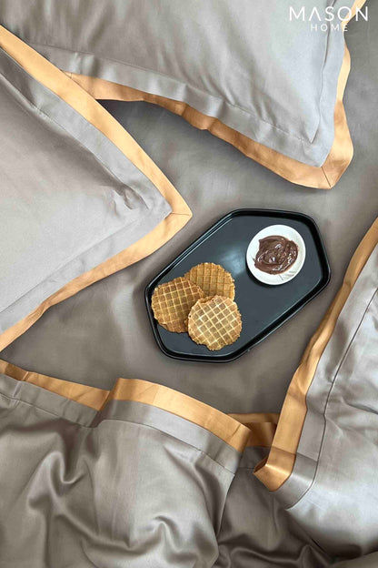 Mocha and Honey Mustard Duplex Duvet Cover Set With Bedsheet