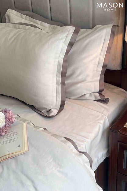 Oats Beige and Taupe Duplex Duvet Cover