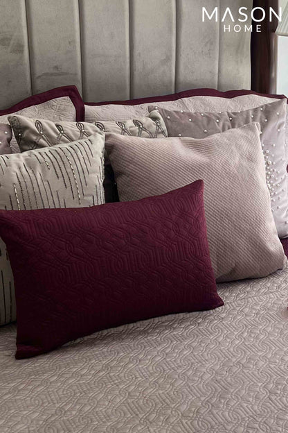 Buff And Maroon Imperial Cotton Reversible Bedspread