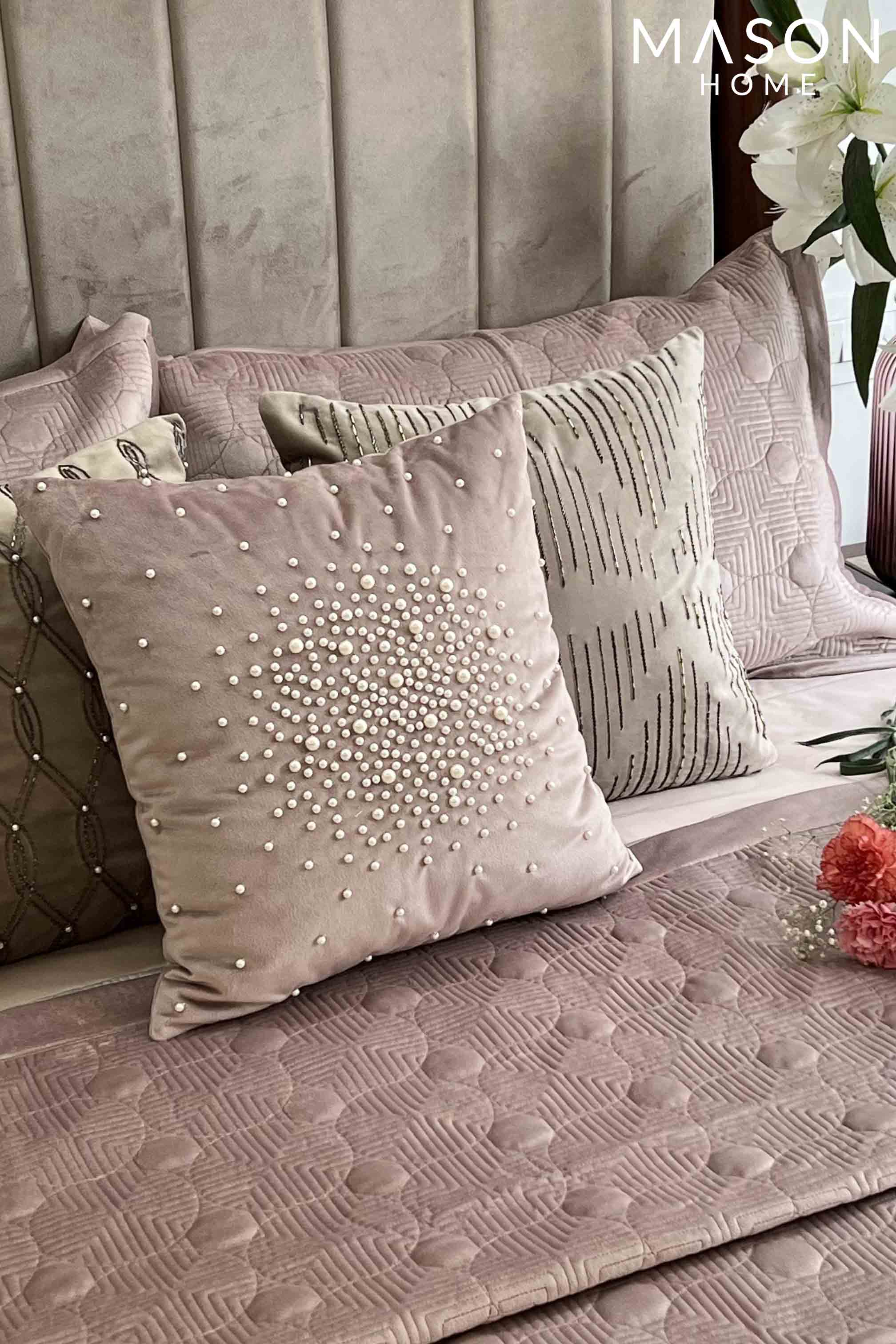 Bubble Onion Pink Velvet Bedspread