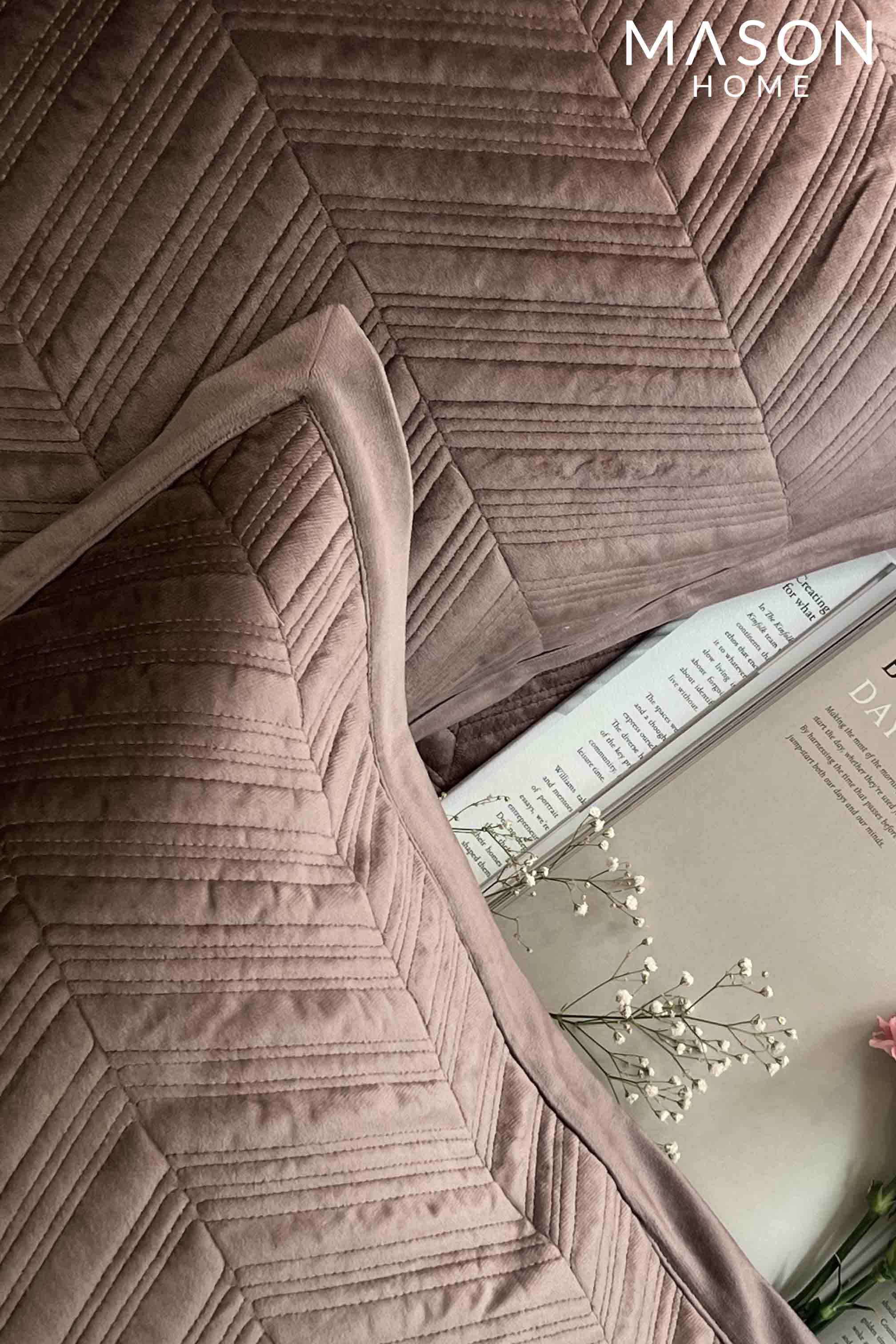 Herringbone Lilac Velvet Bedspread