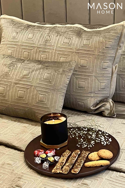 Squared Rose Gold Velvet Bedspread