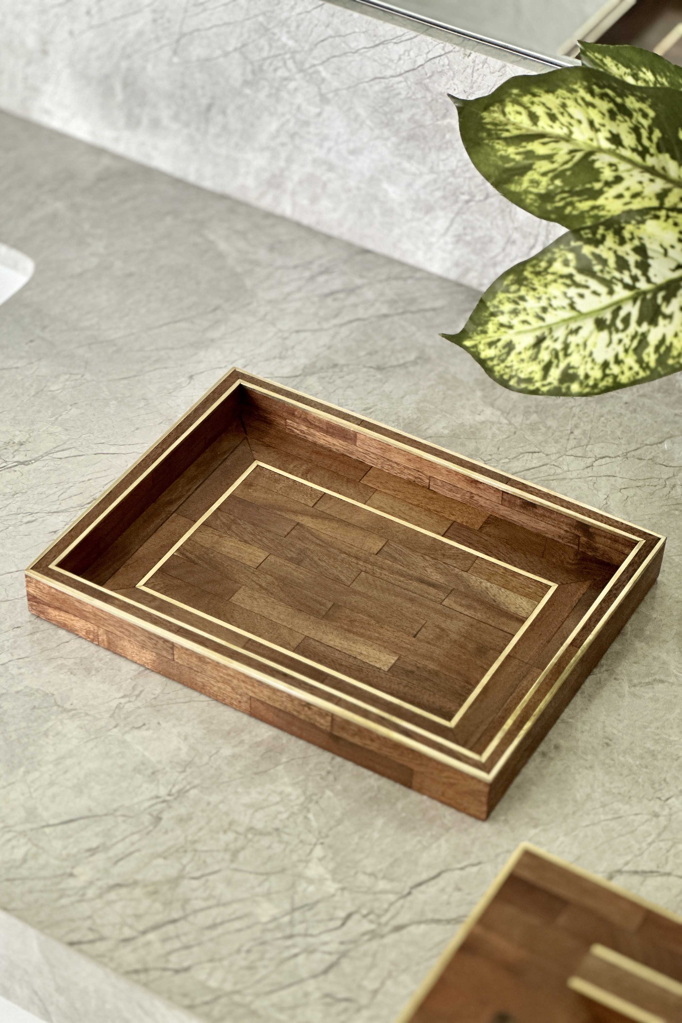 Aspen Brass &amp; Wood Tray