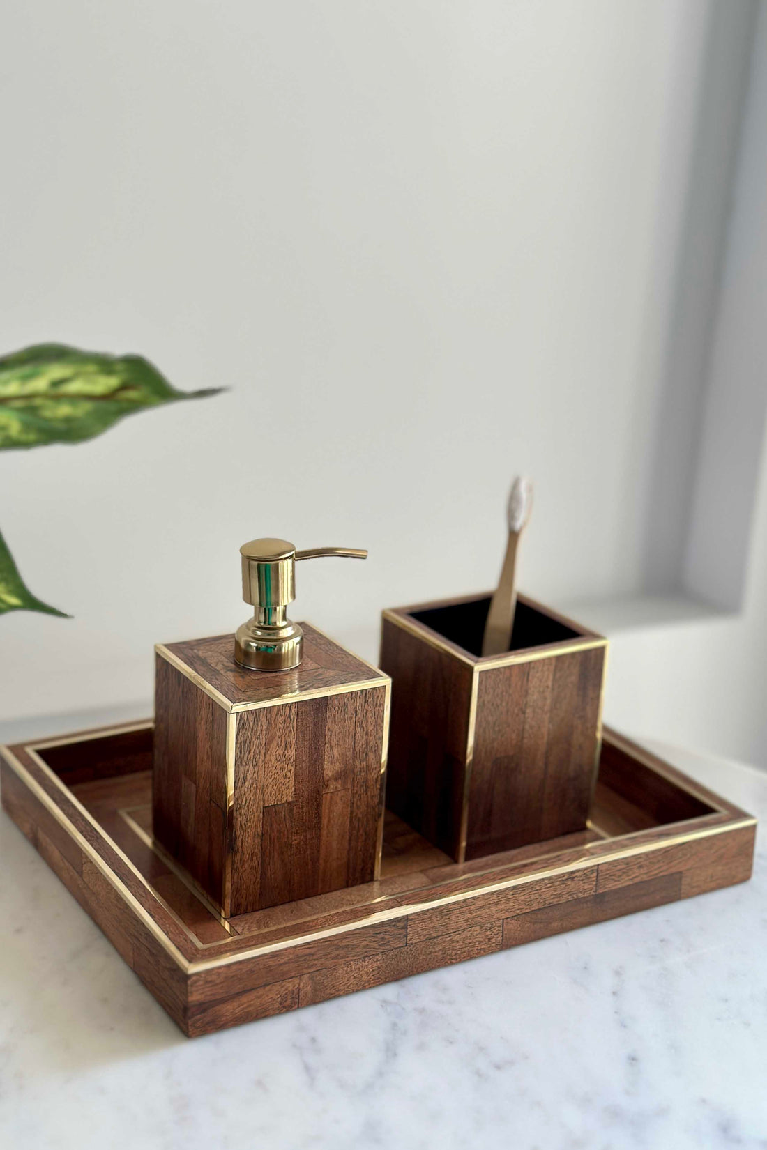 Aspen Brass &amp; Wood Tray