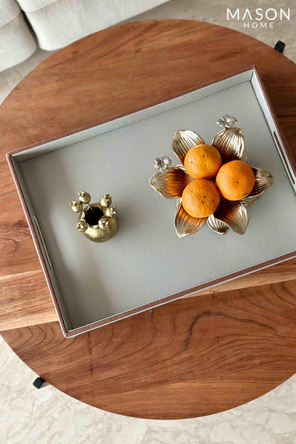 Slate Grey &amp; Tan Trays - Set Of 3