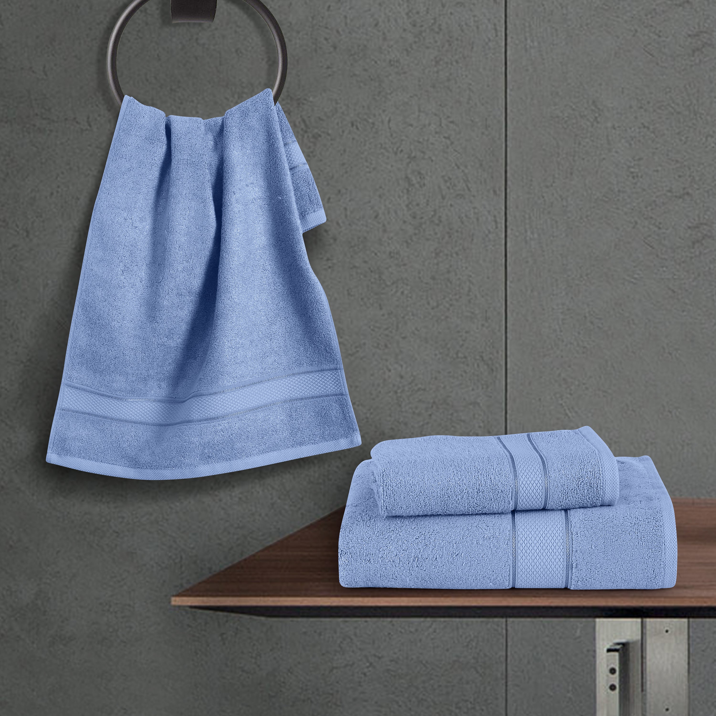 Sky Blue - Bamboo Hand Towel - (Set Of 2)