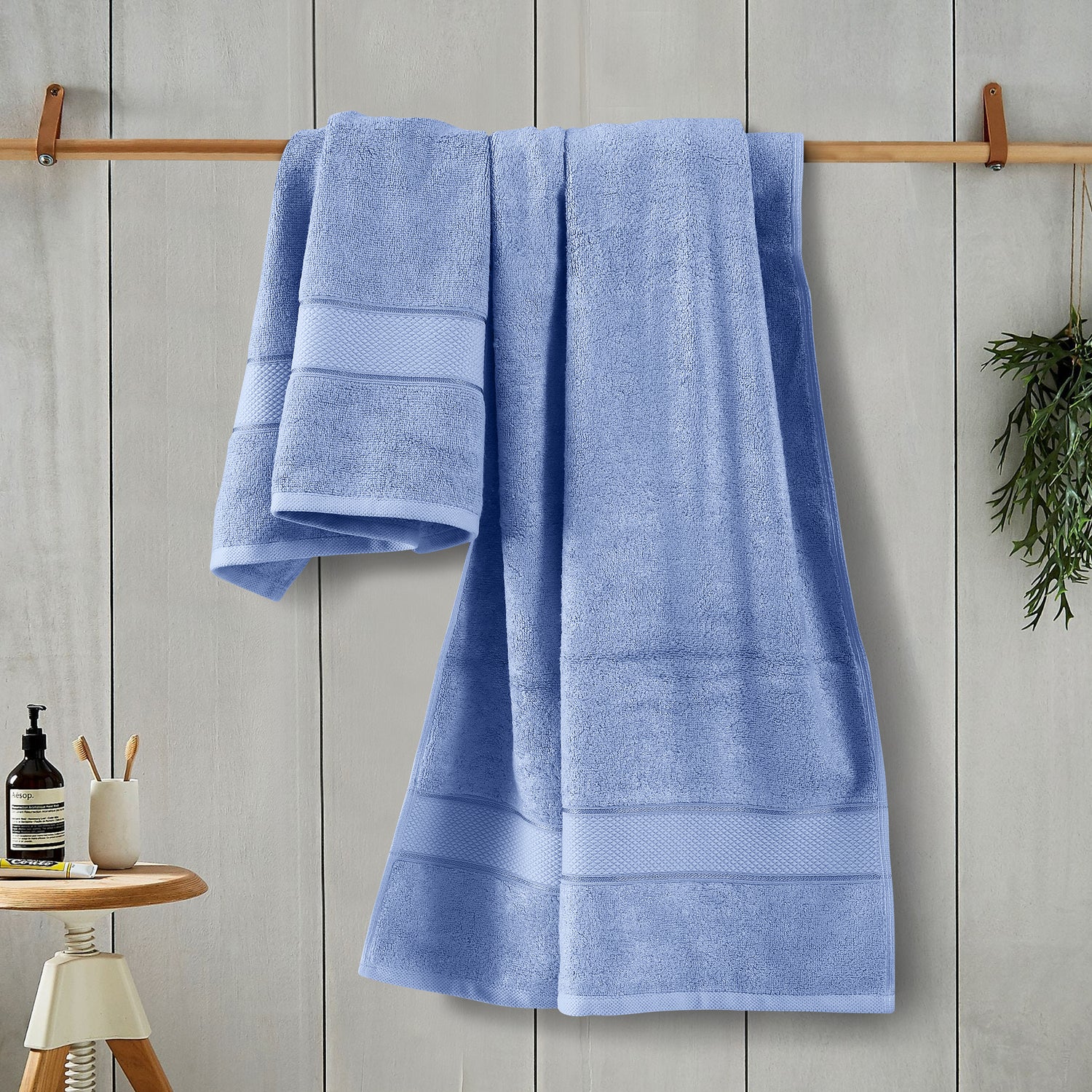 Sky Blue - Bamboo Hand Towel - (Set Of 2)