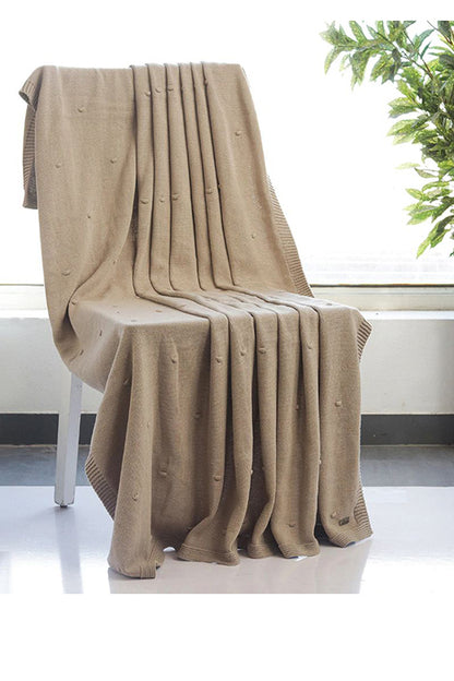 Bubble - Cotton Knitted All Season Throw Blanket (Sandy Brown)