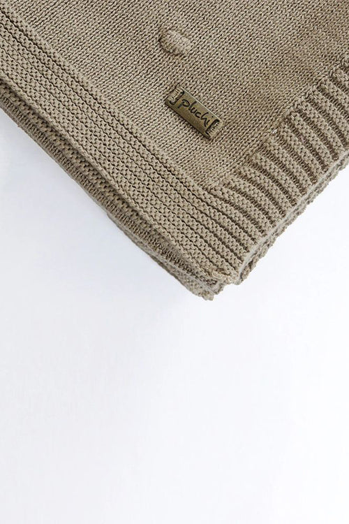 Bubble - Cotton Knitted All Season Throw Blanket (Sandy Brown)