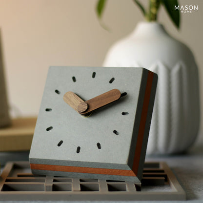 Wooden Table Clock Grey Tosa