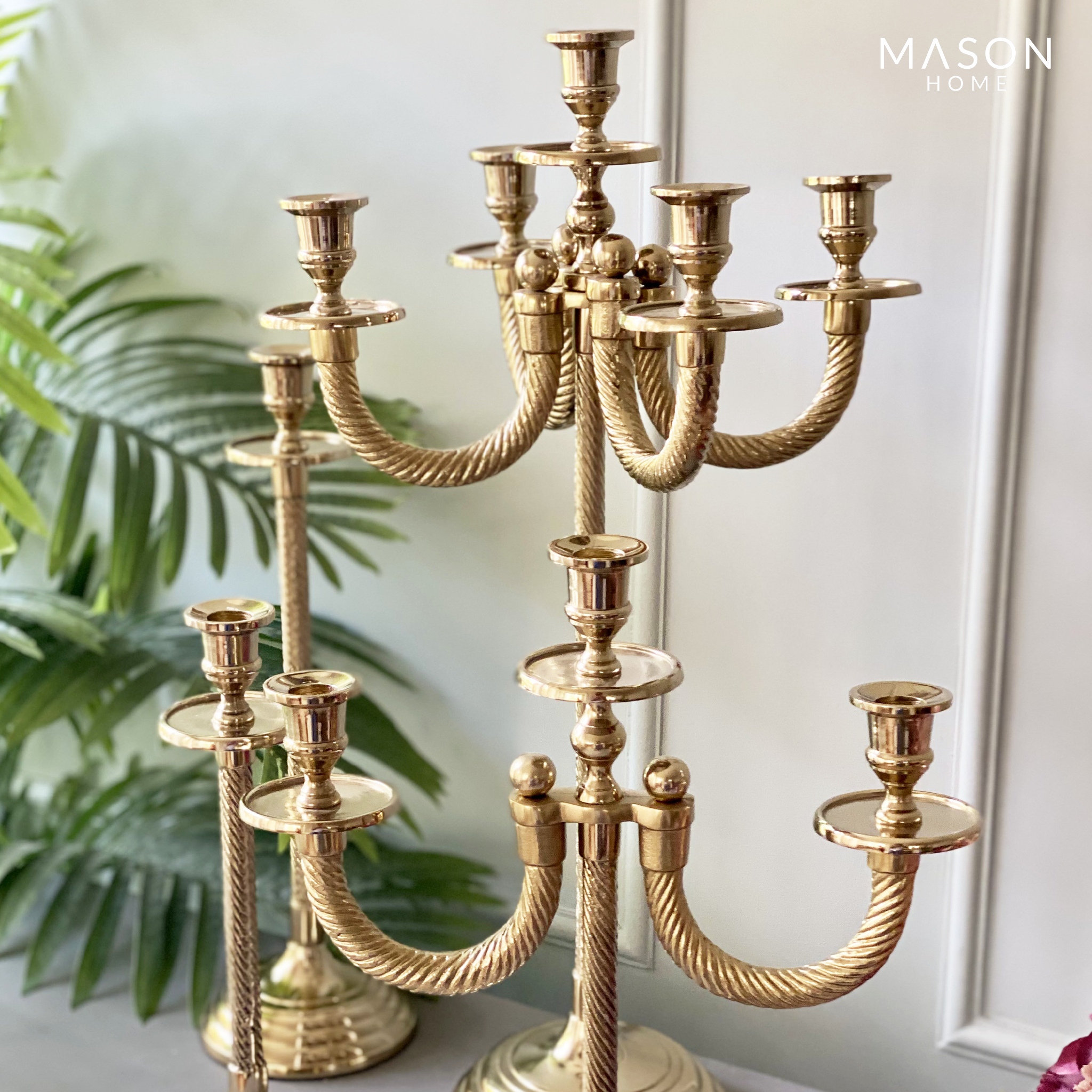 Beirut Gold Rope Candle Stand - Medium