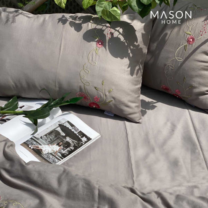 Wild Florals Olive Grey Duvet Set With Bedsheet